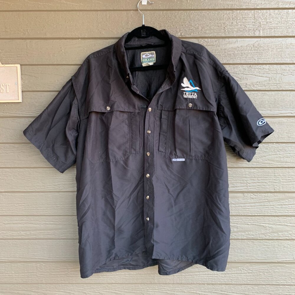 [Drake] Men's Delta Waterfowl Black Fishing Shirt (XL)